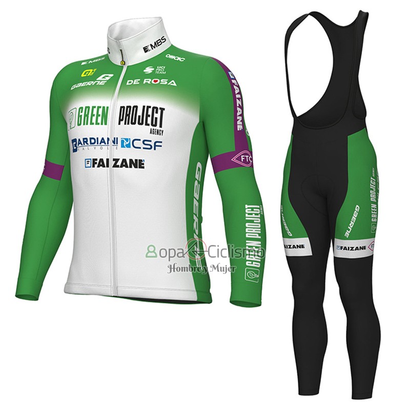 Verde Project Bardiani Csf Faizane Ropa Ciclismo Culotte Largo 2023 Hombre Mangas Largas Verde